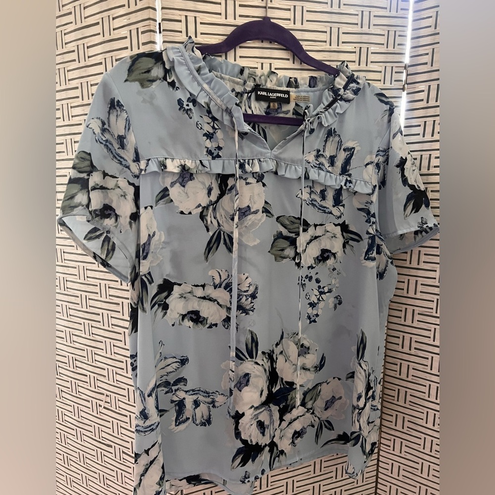 Karl Lagerfeld Blue Floral Top